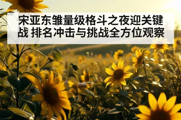 宋亚东雏量级格斗之夜迎关键战 排名冲击与挑战全方位观察